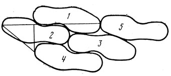 Рис. II.46. Схема совмещения подошв и стелек пяточными частями