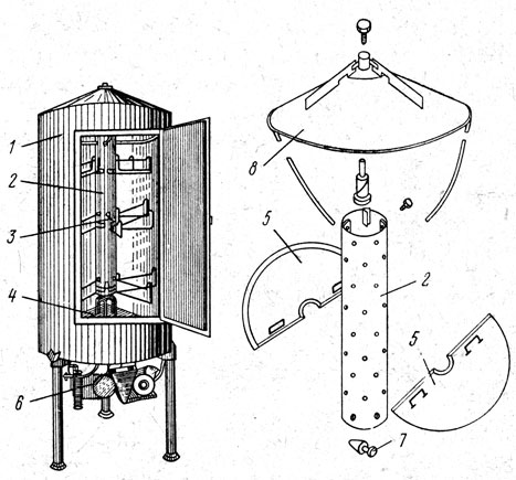 Рис. IV.13. Схема установки для увлажнения заготовок верха обуви водяным туманом