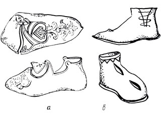 Рис. 37. Французская обувь (XI-XII вв.)
