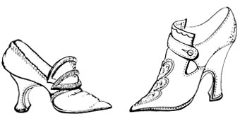 Рис. 63. Женские туфли на каблуке (XVIII в.)