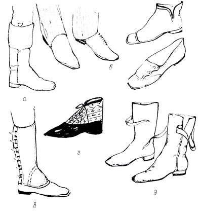 Рис. 68. Мужская обувь (первая половина XIX в.)